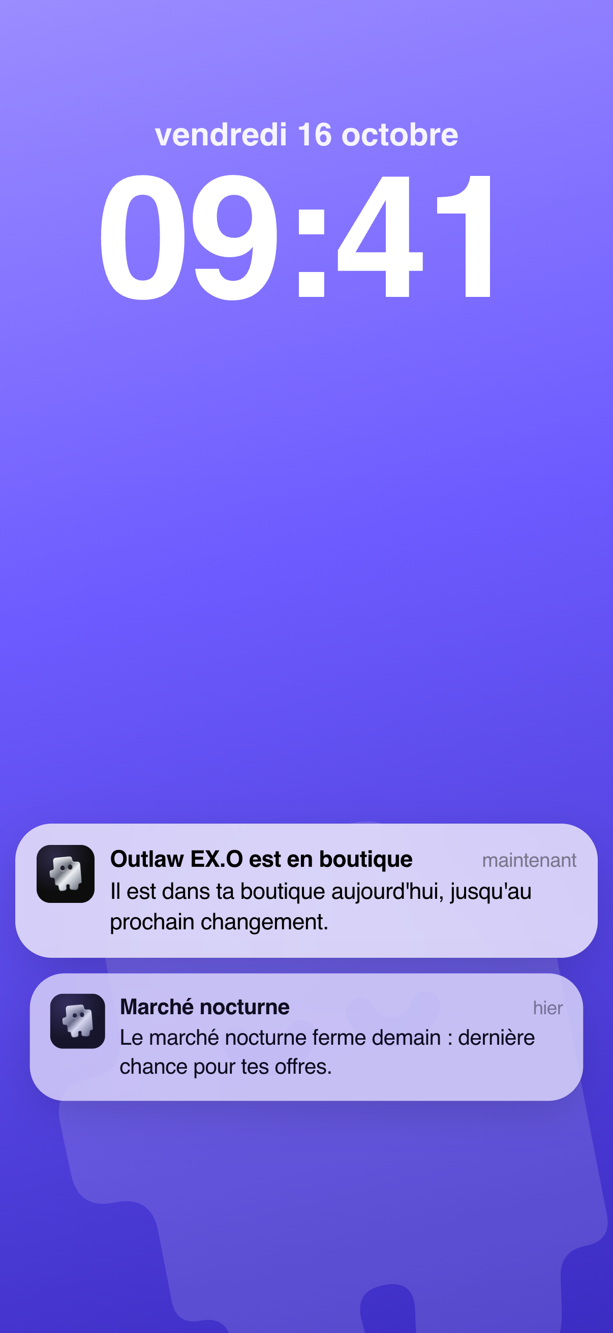 Les notifications de Obaki sur l'écran verrouillé.